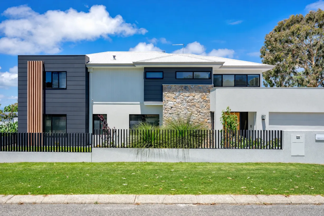 Dawesville hillside property exterior with sleek facade and landscaped surroundings