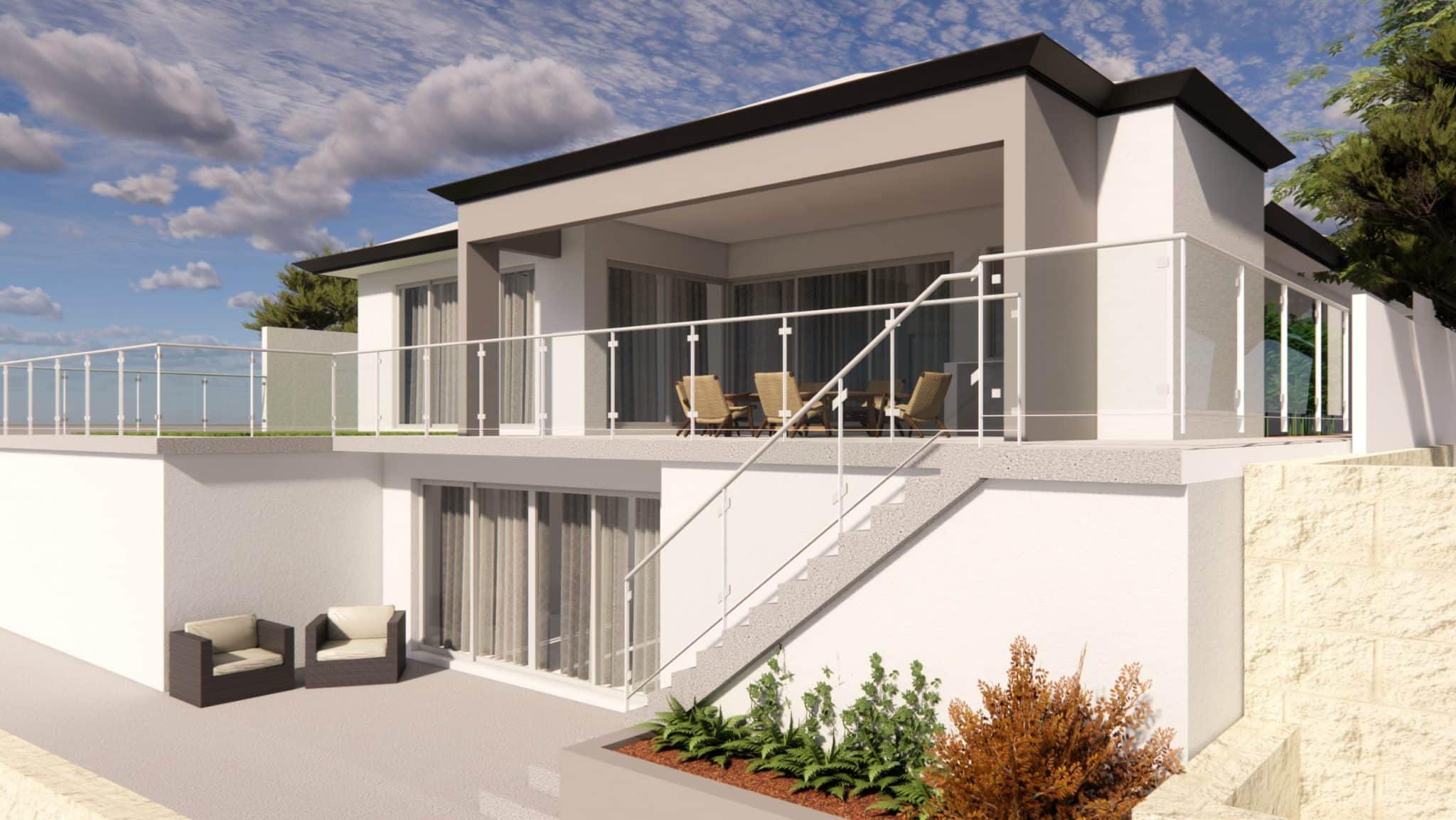 Wannanup - Modern house with outdoor seating area